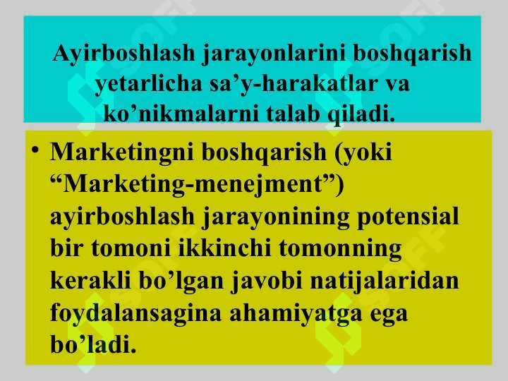 “Marketing” fanining predmeti va nazariy asoslari 8