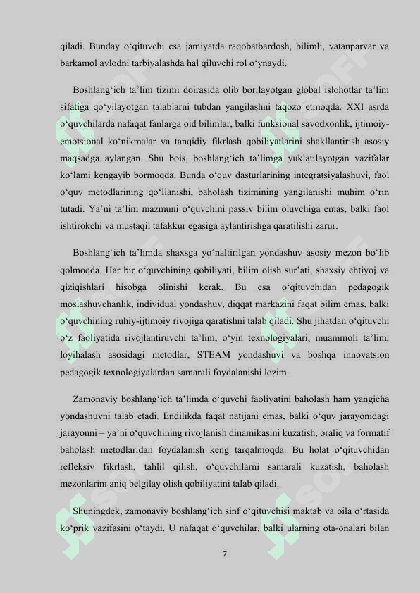 BO‘LAJAK BOSHLANG‘ICH SINF O‘QITUVCHISINING KASBIY MAHORATINI RIVOJLANTIRISH. 7