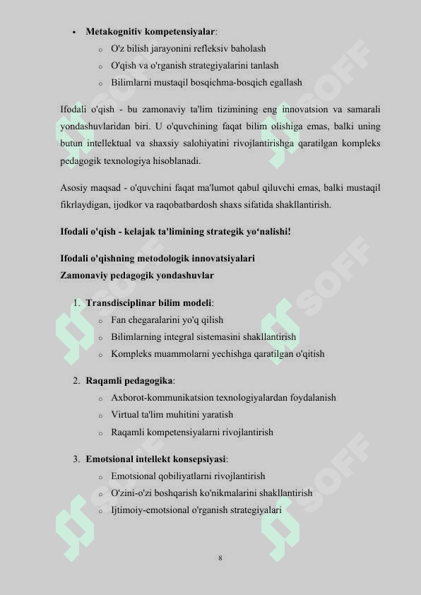 Bog‘lanishli nutq, hikoya va she’rlarni ifodali o‘qish metodikasi 8