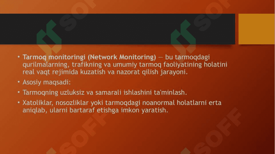 Tarmoq monitoringi va boshqarish 3
