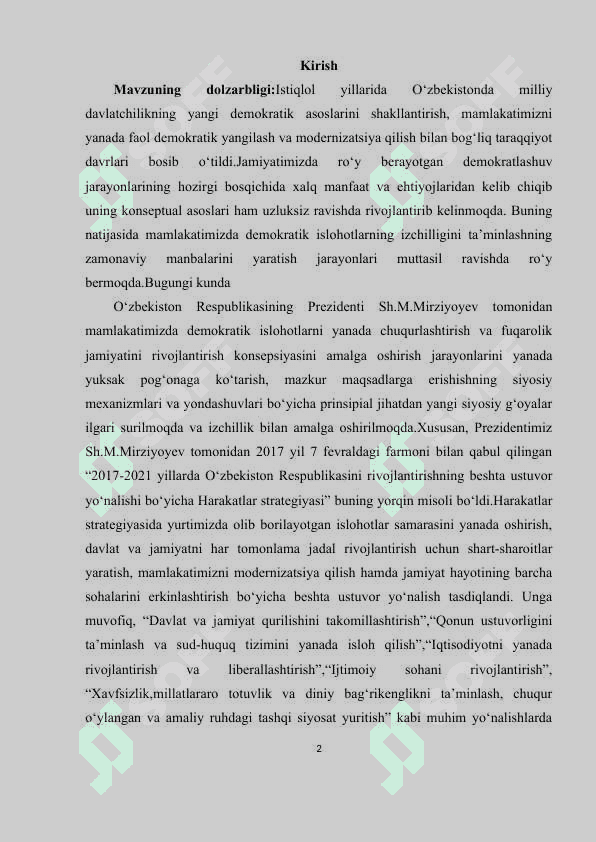 Oʻzbekiston siyosiy tizimidagi oʻzgarishlar 2