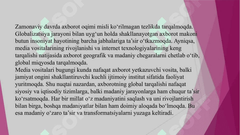 Media vositalarida axborotning global tarqalishi va madaniy ta’siri. 3