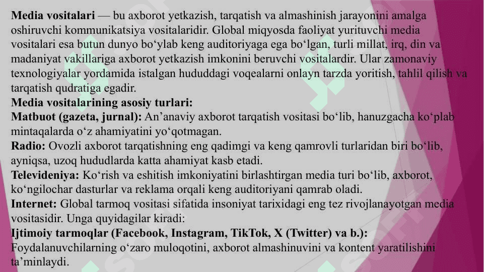 Media vositalarida axborotning global tarqalishi va madaniy ta’siri. 4