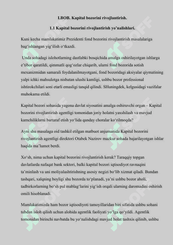 Kapital bozorini rivojlantirish yo’nalishlari 3
