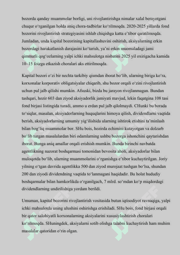 Kapital bozorini rivojlantirish yo’nalishlari 4