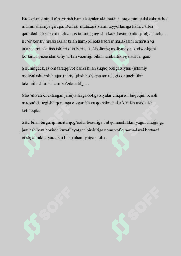 Kapital bozorini rivojlantirish yo’nalishlari 5