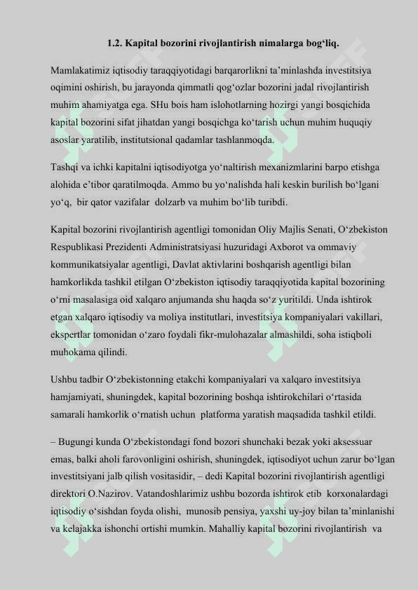 Kapital bozorini rivojlantirish yo’nalishlari 6