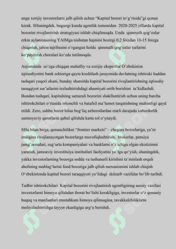 Kapital bozorini rivojlantirish yo’nalishlari 7