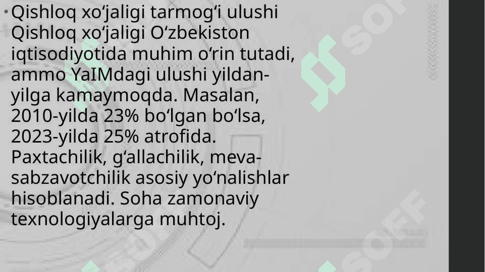 O’zbekiston respublikasida yaimning ishlab chiqarish tarkibi tahlili 6