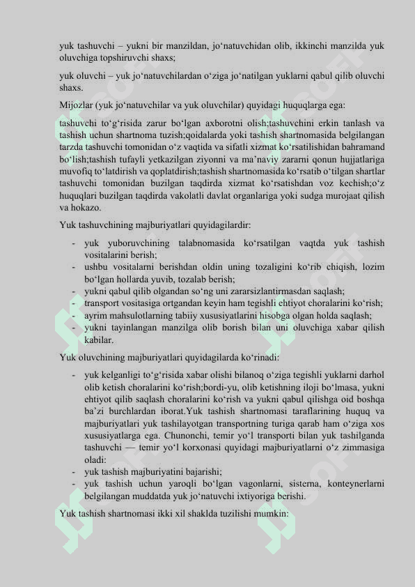 Yo’lovchi,bagaj va yuk tashish 7