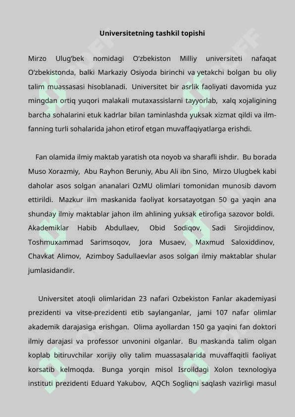 Mirzo Ulug‘bek nomidagi O‘zbekiston Milliy universiteti 2