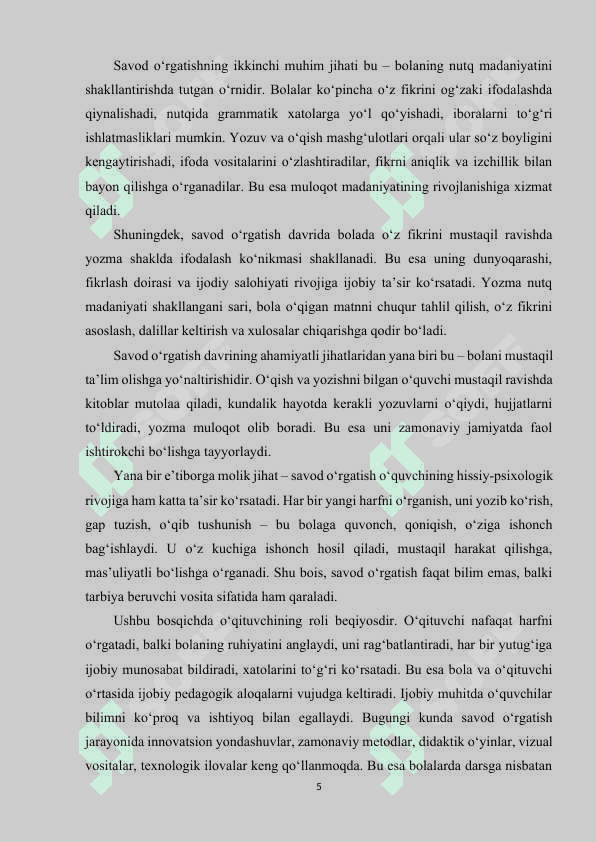 Savod o‘rgatish davrida yozuv darslarida imlo ustida ishlash 5