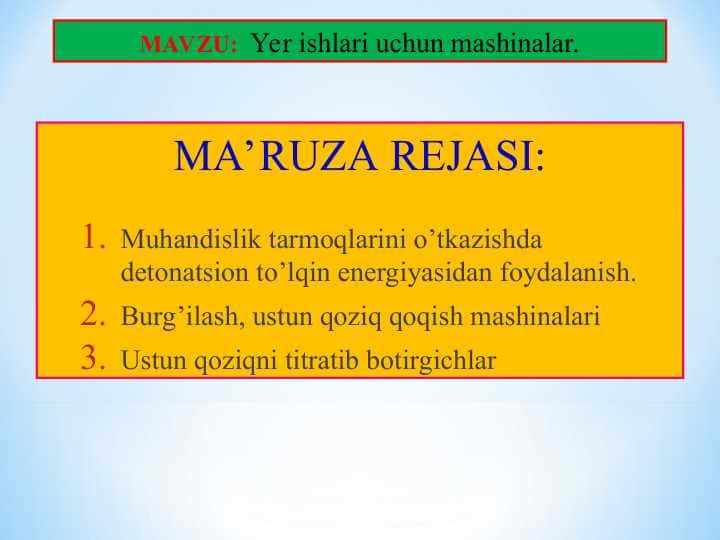Yer ishlari uchun mashinalar.