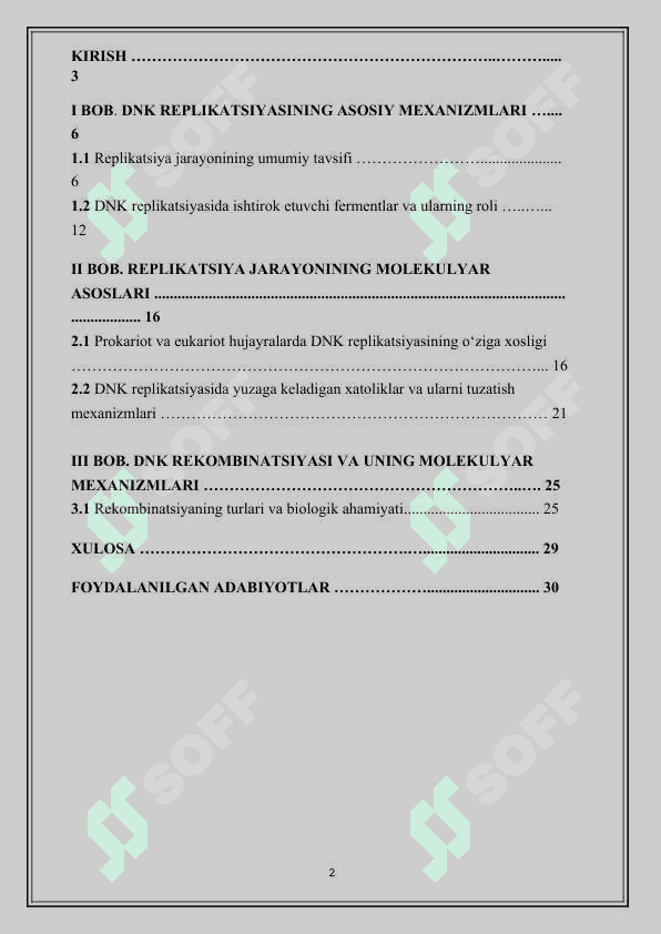 DNK replikatsiyasi va rekombinatsiyasining malekular mexanizmlari 2