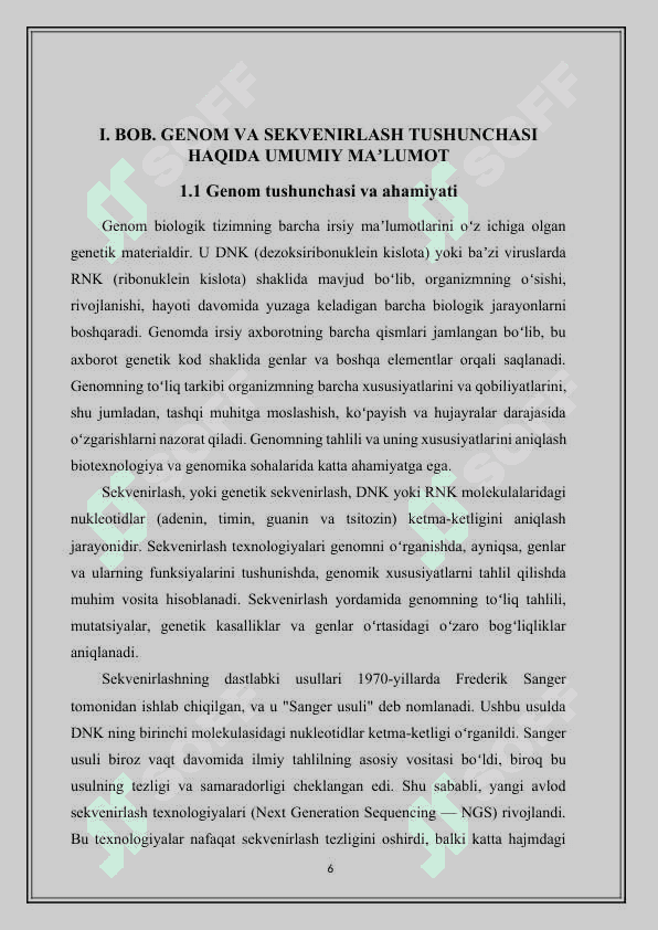Genom nukleotid ketma-ketligini aniqlashning ikkinchi valodi 6