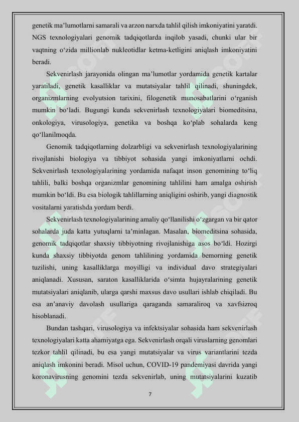 Genom nukleotid ketma-ketligini aniqlashning ikkinchi valodi 7