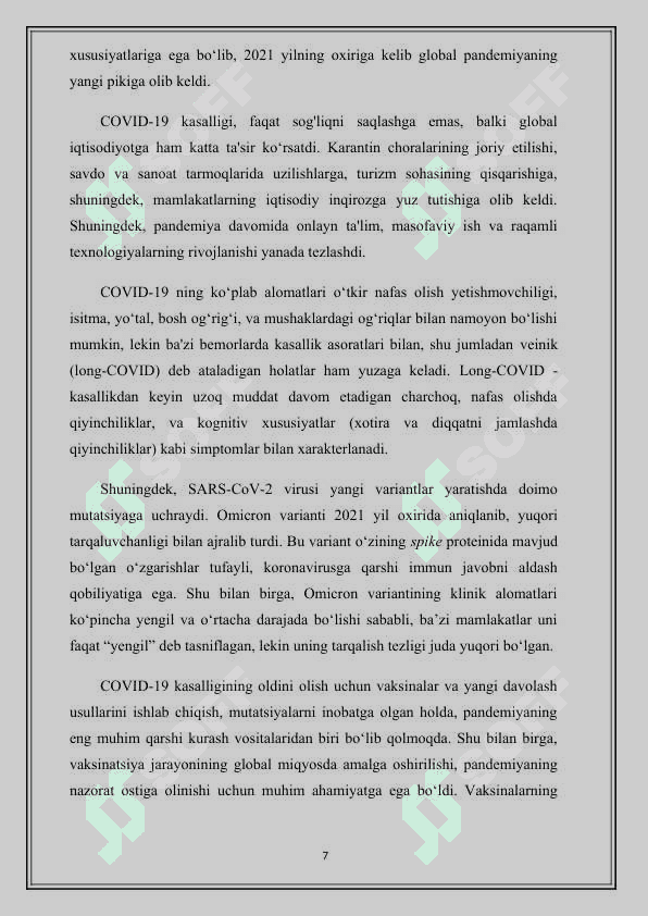Koronavirus Sars Cov-2 genomining tuzulishi va uziga xos xususiyatlari 7