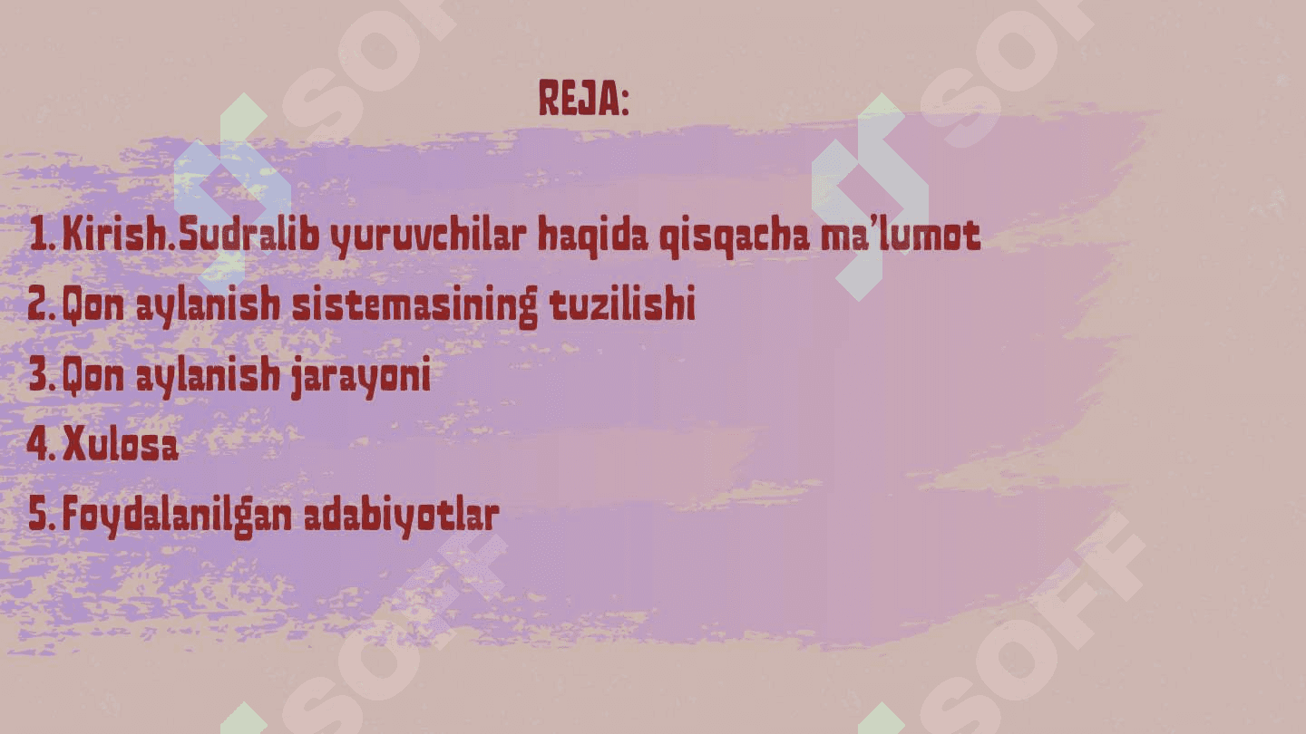 Sudralib yuruvchilarning qon aylanish sistemasi 2