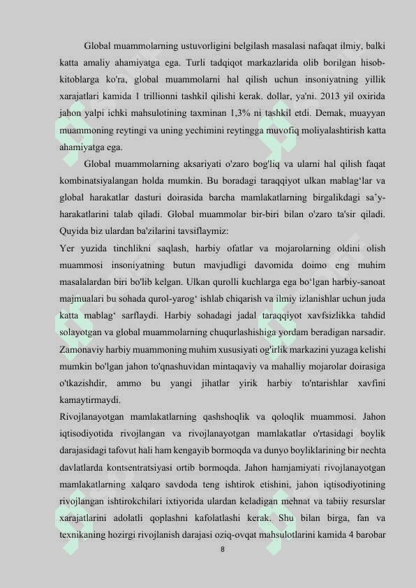 Jahonning global iqtisodiy muammolari 8