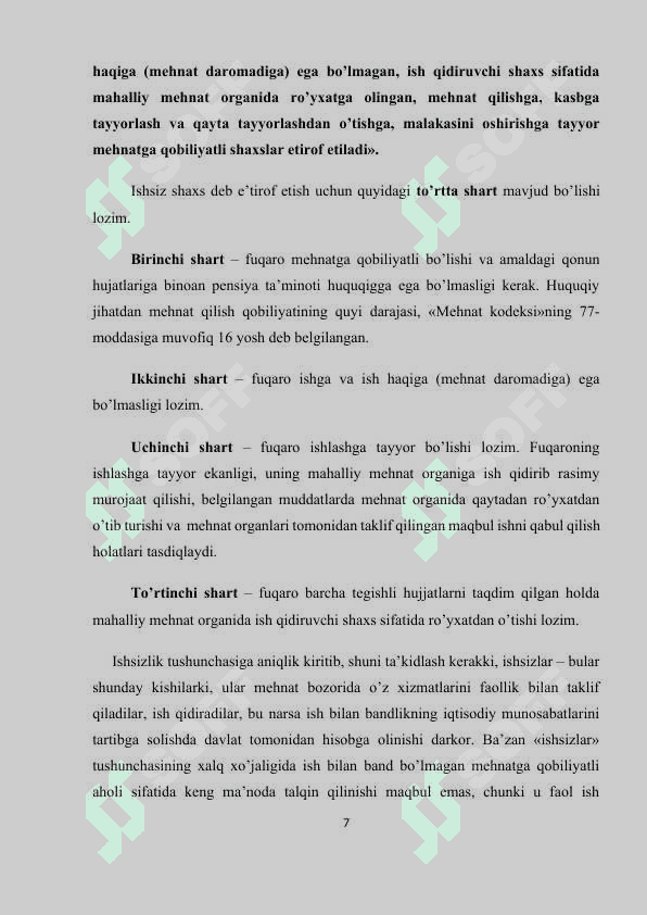 Ishsizlikning kelib chiqish sabablari va namoyon bo'lish shakllari 7