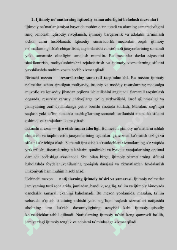 Ijtimoiy ne'matlar samarali va raqobatli taminot 7