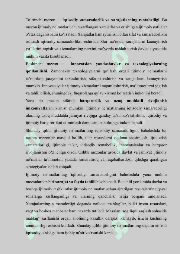 Ijtimoiy ne'matlar samarali va raqobatli taminot 8
