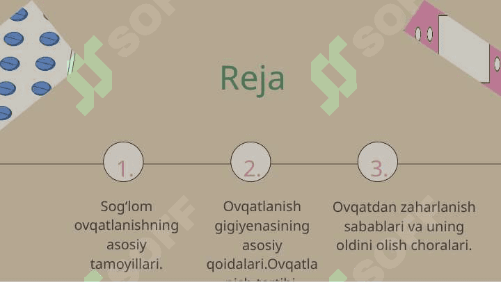 Mavzu: Ovqatlanish gigiyenasi. Ovqatlanishni toʻg'ri tashkil qilish. Ovqatdan zaharlanish. 2