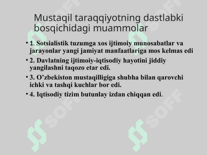 МАВЗУ: O’ZBEKISTONNING O’ZIGA XOS ISTIQLOL VA TARAQQIYOT YO’LI 4