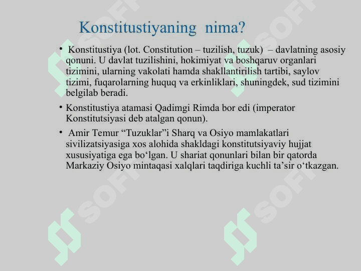 МАВЗУ: O’ZBEKISTONNING O’ZIGA XOS ISTIQLOL VA TARAQQIYOT YO’LI 8