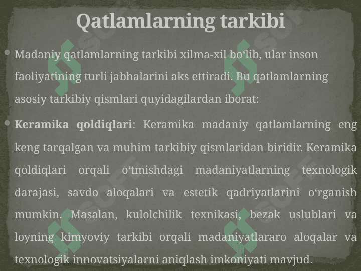 Madaniy qatlam va stratigrafiya 25 7