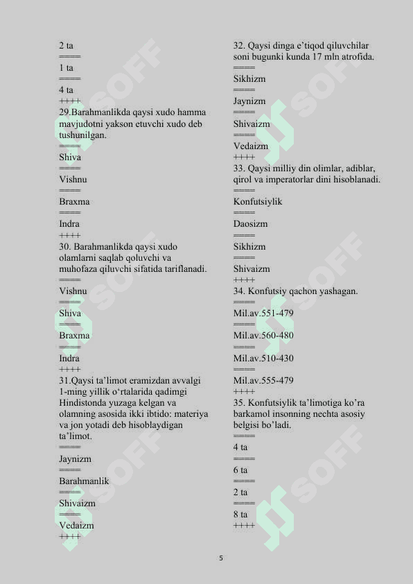 Dinshunoslik test 2025 baxorgi 5