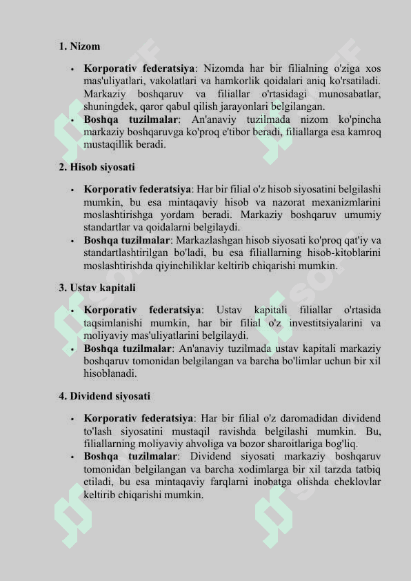 Federatsiya (moliyaviy menjment vazifa) 2