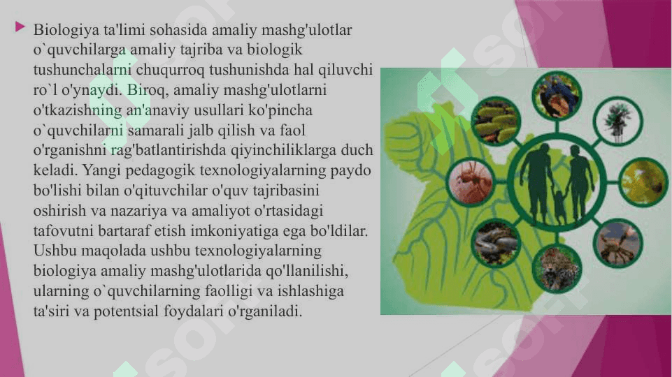 Umumiy biologiyani o'qitishda amaliy mashg'ulotlarini o'tkazish metodikasi. 3