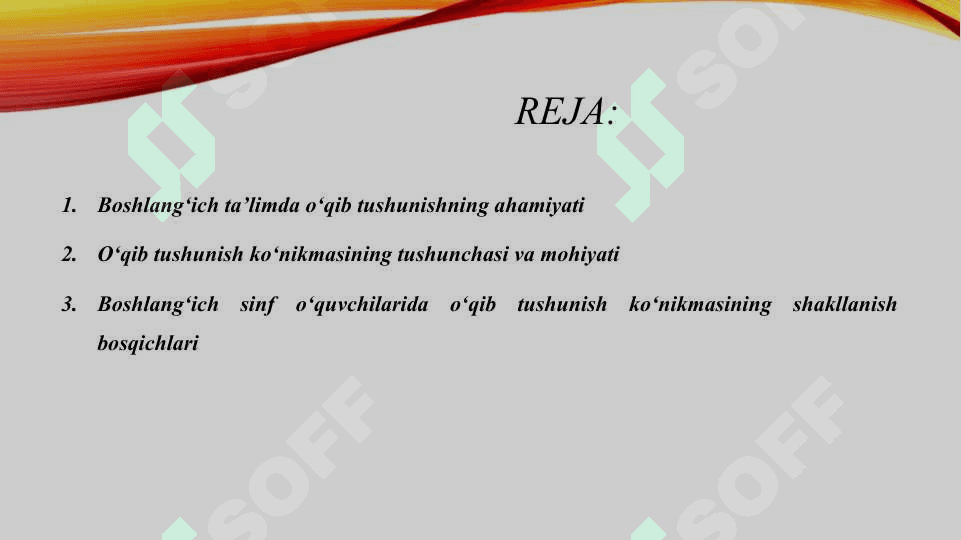 Boshlang'ich sinf o'quvchilarining o'qib tushunish ko'nikmasi asoslari 2