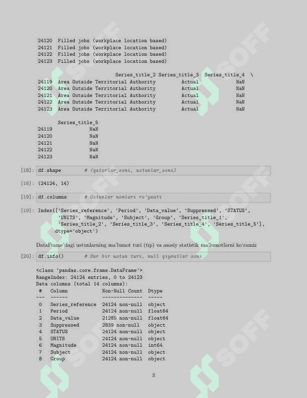 Python va AI kutubxonalari bilan ishlash, ma’lumotlarni tahlil qilish va vizuallashtirish 3