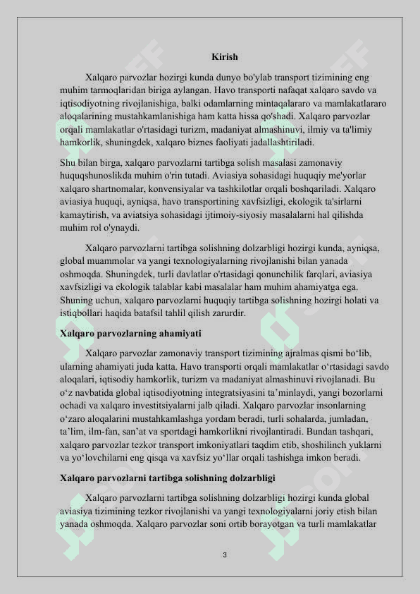 Xalqaro parvozlarni huquqiy tartibga solish masalalari mavzusida 3