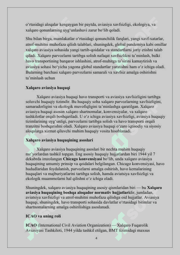 Xalqaro parvozlarni huquqiy tartibga solish masalalari mavzusida 4