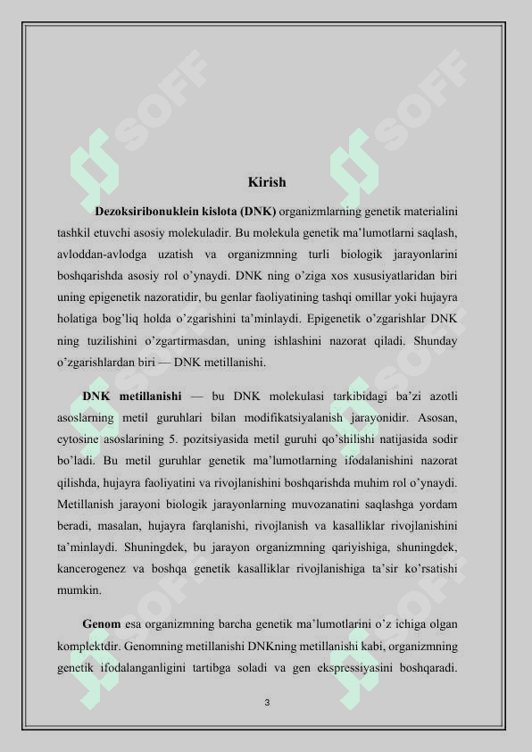 DNK va Genom Molekulasining metillanishi 3