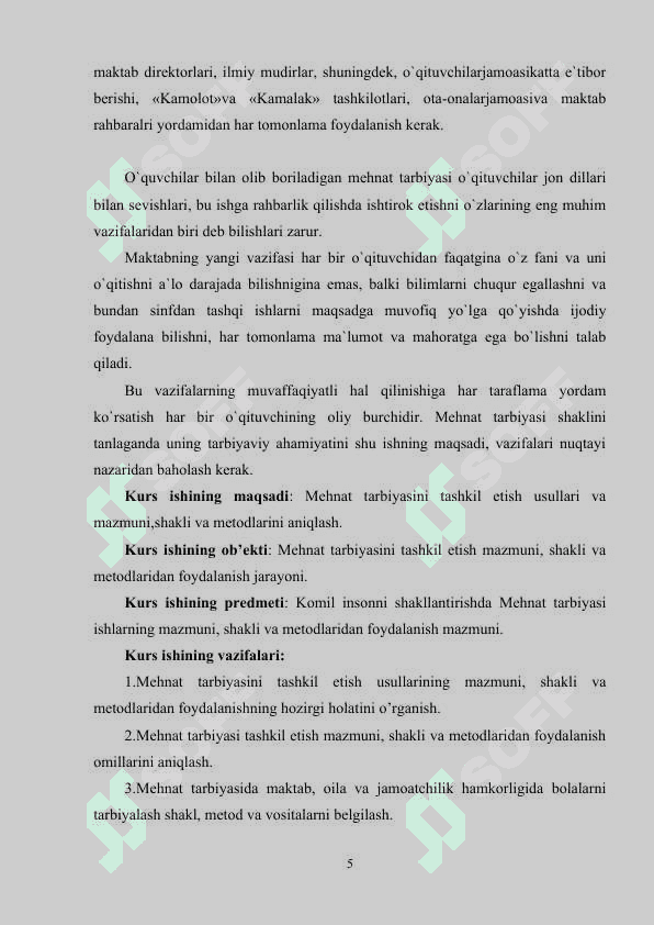 KOMIL INSONNI SHAKLLANTIRISHDA MEHNAT TARBIYASINING  O’RNI 5
