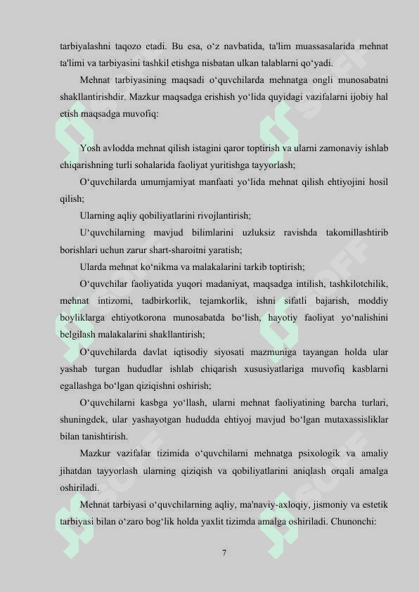 KOMIL INSONNI SHAKLLANTIRISHDA MEHNAT TARBIYASINING  O’RNI 7