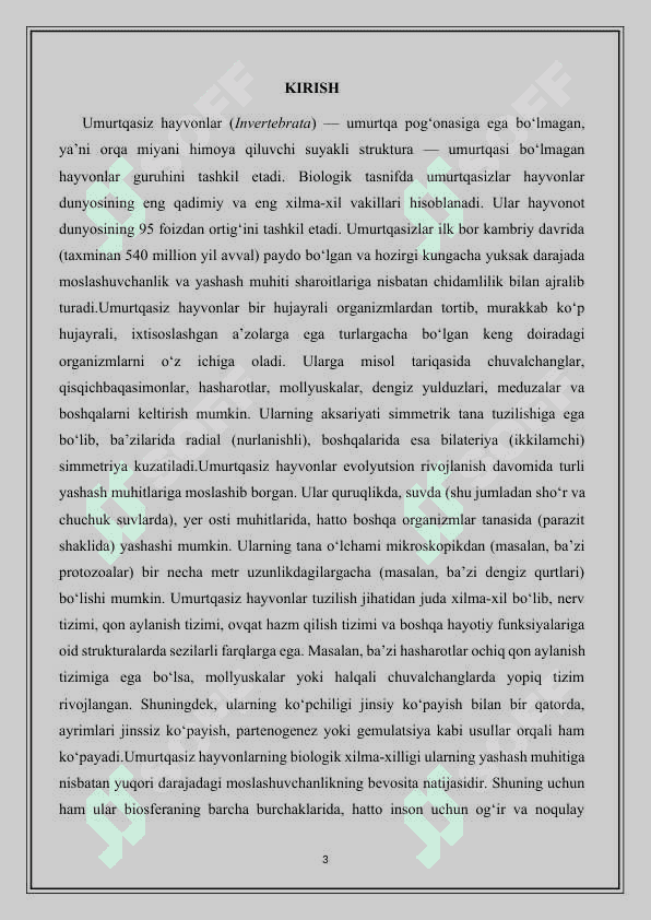 Umurtqasiz hayvonlarning xilma-xilligi turli muhit sharoitida yashashga moslashuvi natijasi - 2 3