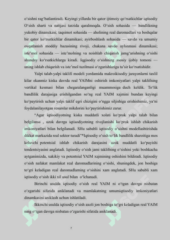 IQTISODIY OʻSISH MOHIYATI VA MAZMUNI 6