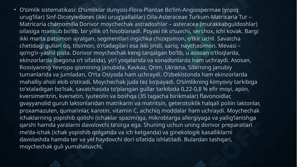 DORIVOR MOYCHECHAK  O’SIMLIGINIG KO’CHATCHILIGI VA URUG’CHILIGI 5