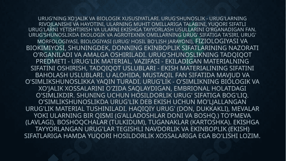 DORIVOR MOYCHECHAK  O’SIMLIGINIG KO’CHATCHILIGI VA URUG’CHILIGI 8
