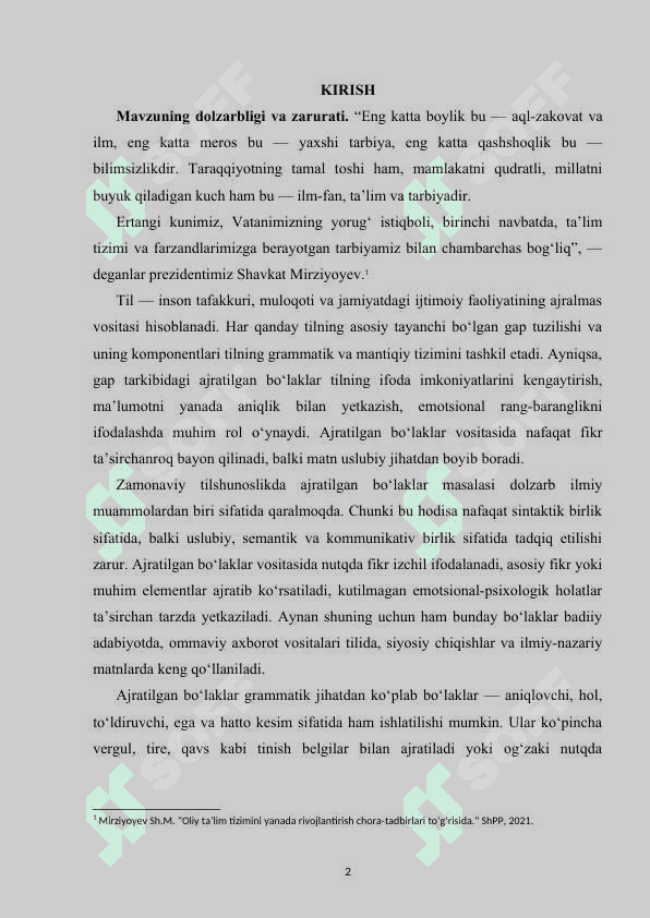 Ajratilgan bo'laklarning xususiyatlari. 2