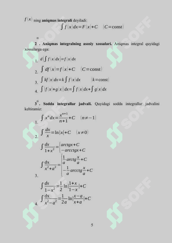 MATEMATIK ANALIZ FANIDAN MUSTAQIL TAYYORGARLIK UCHUN TOPSHIRIQ VA NAZARIY SAVOLLAR 5