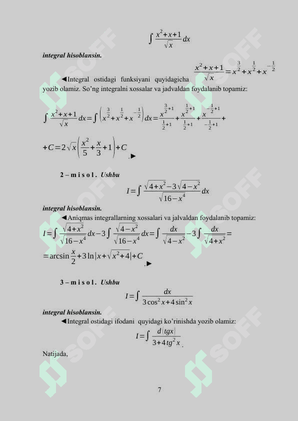 MATEMATIK ANALIZ FANIDAN MUSTAQIL TAYYORGARLIK UCHUN TOPSHIRIQ VA NAZARIY SAVOLLAR 7