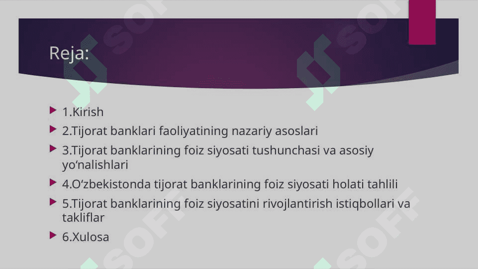 Tijorat banklarining foiz siyosatini rivojlantirish 2