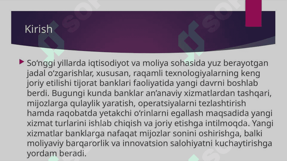 Tijorat banklarining yangi xizmat turlarini joriy etish muammolari 3