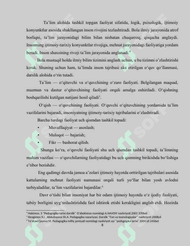 Didaktik jarayon tushunchasining mazmun mohiyati va uning tarkibiy qismlari 8